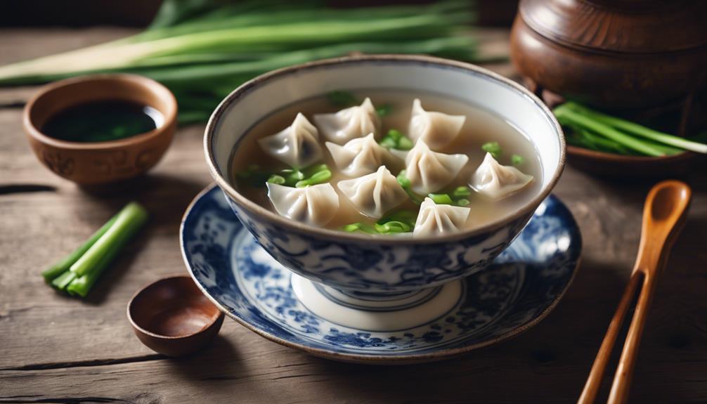 delicious chinese dumpling soup