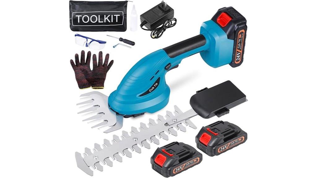 blue cordless hedge trimmer