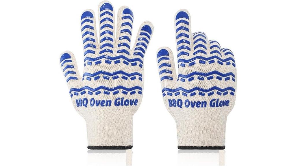 blue heat resistant oven gloves