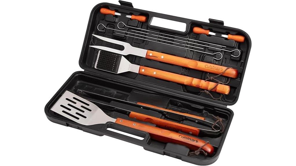 complete wooden grill tool set