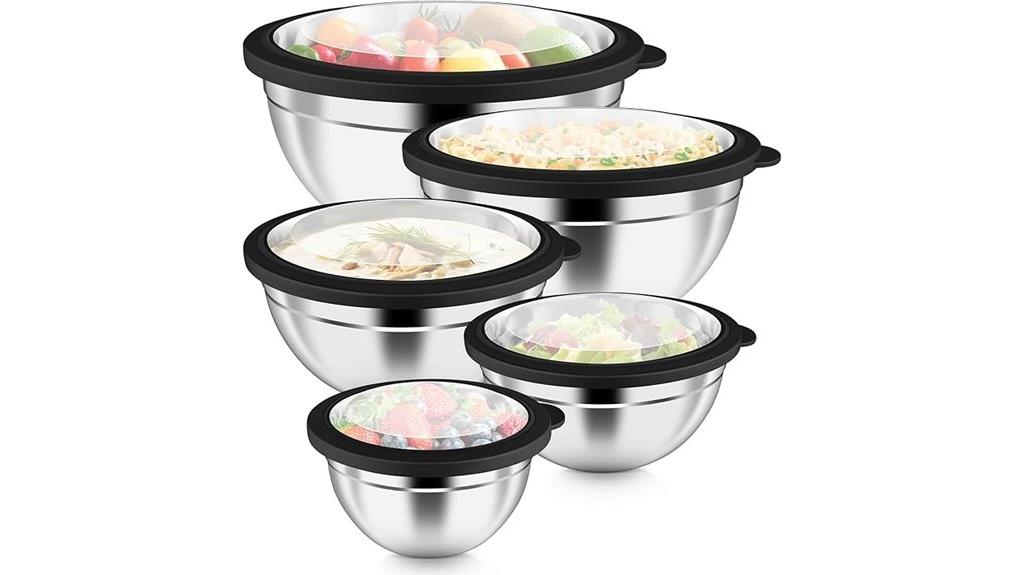 five airtight mixing bowls