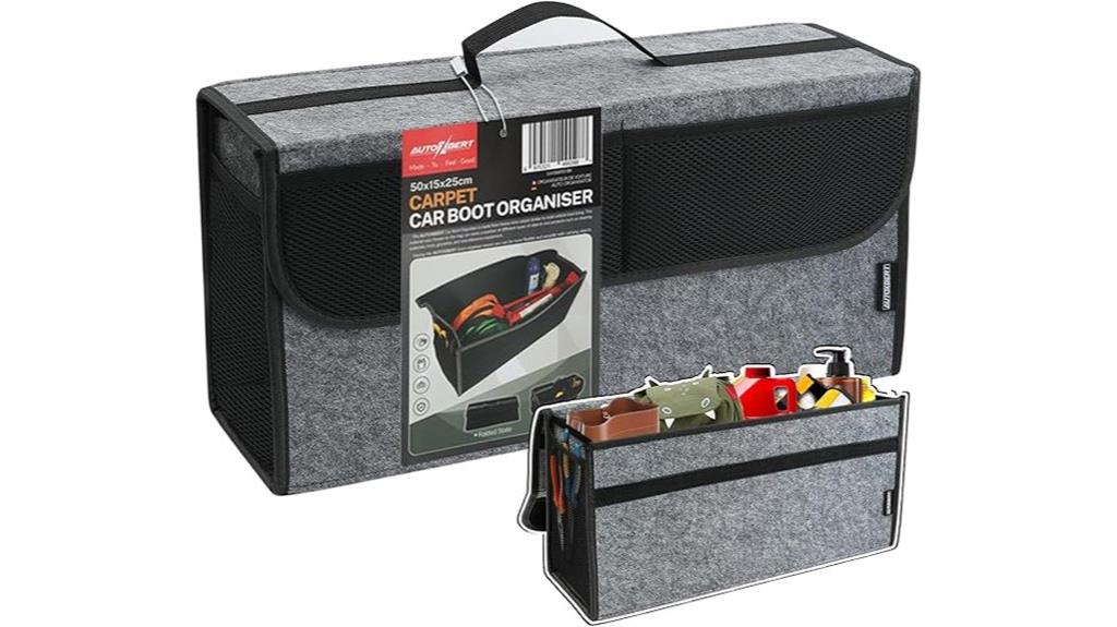 gray folding car organizer