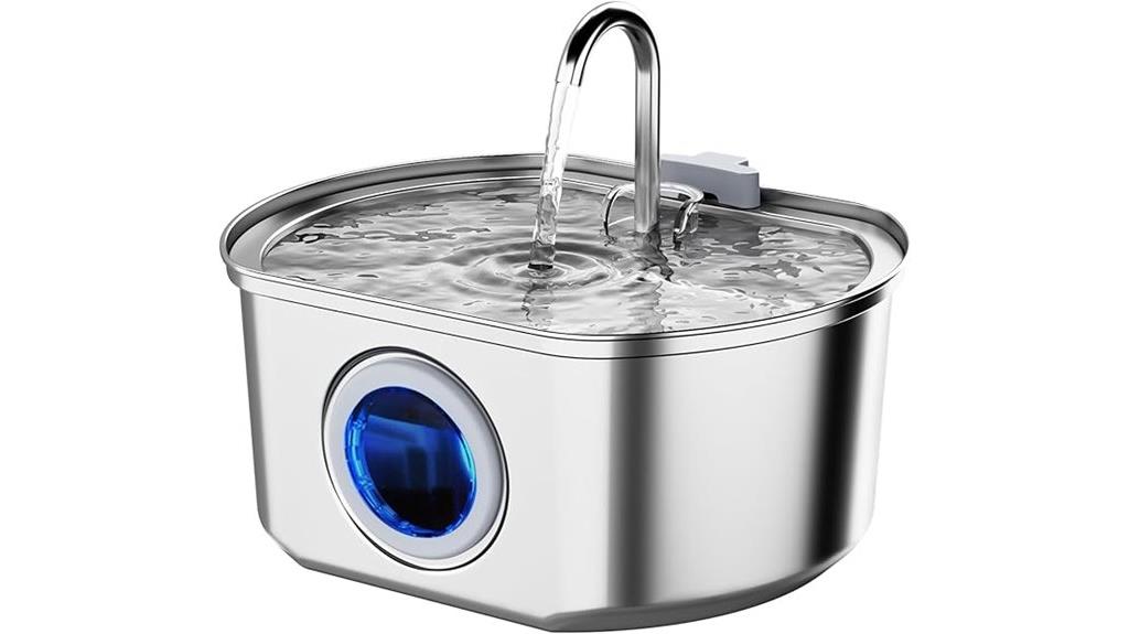 large stainless steel fountain
