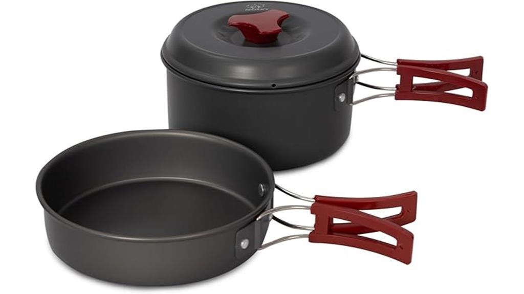 multiple piece camping cookware set