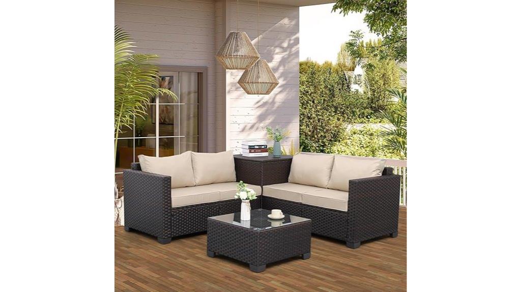 outdoor brown rattan sofa