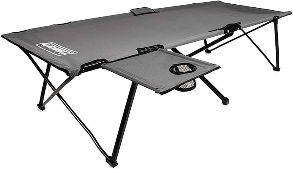 portable camping cot with side table