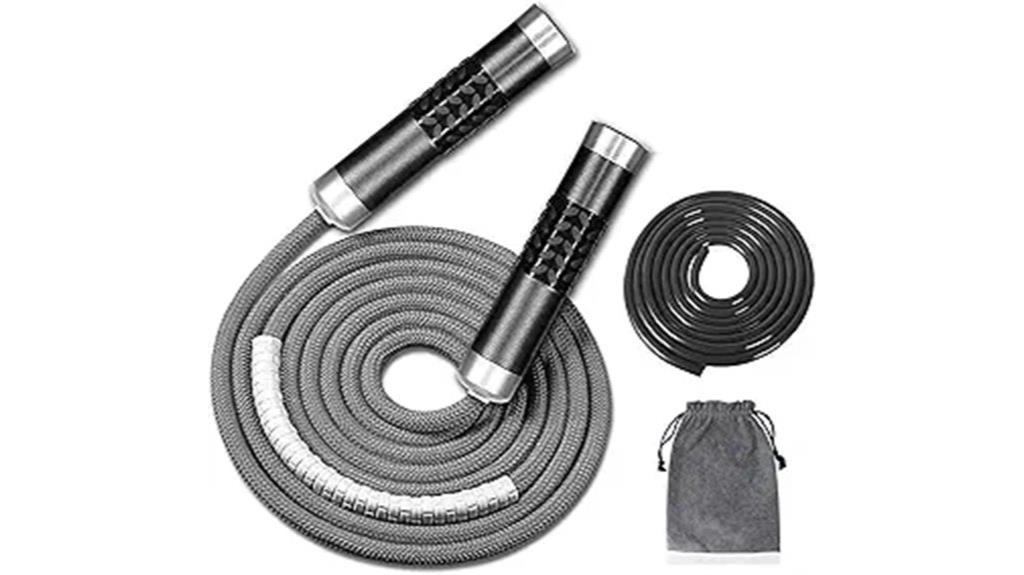red colored weighted jump rope