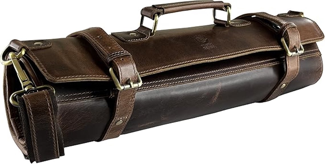 rustic leather chef roll