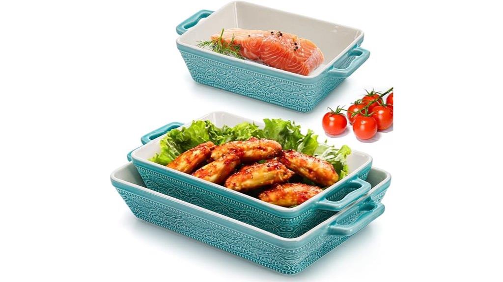 three ceramic baking dishes