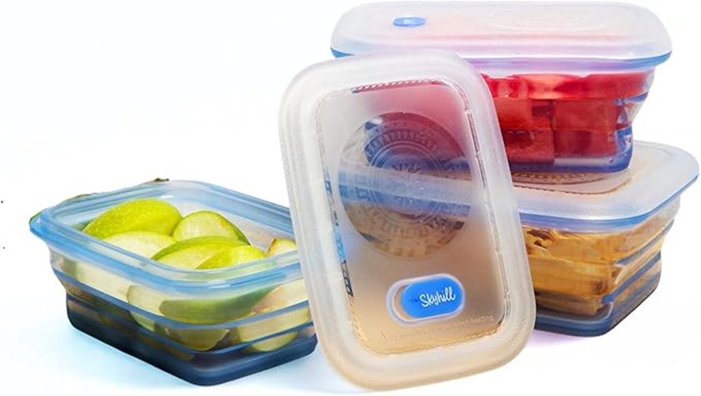 three piece silicone containers