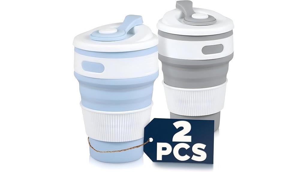 two pack foldable coffee mugs