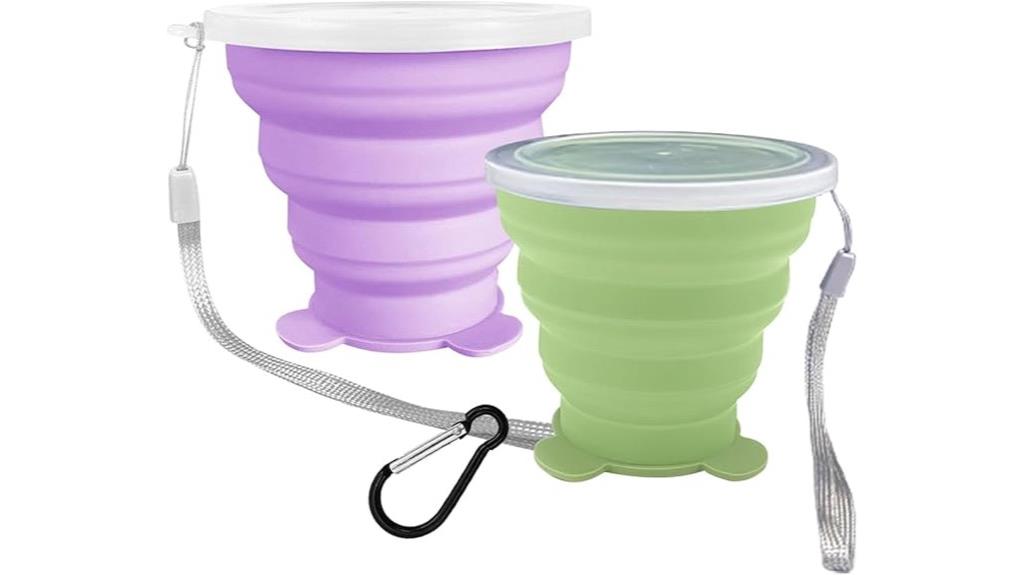 two portable silicone cups