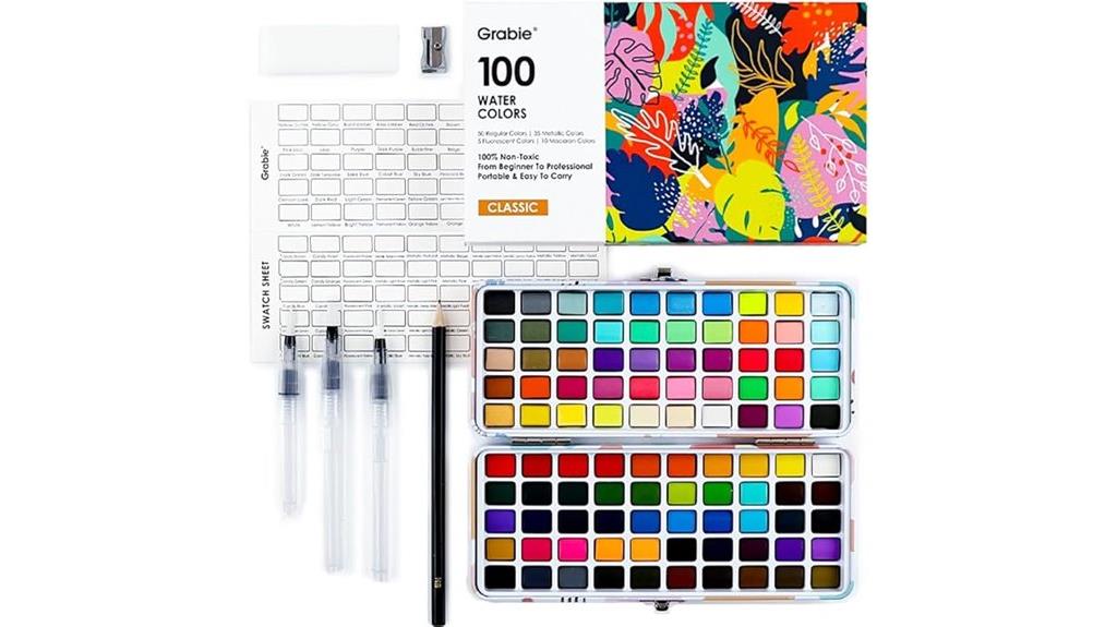 vivid 100 color watercolor set