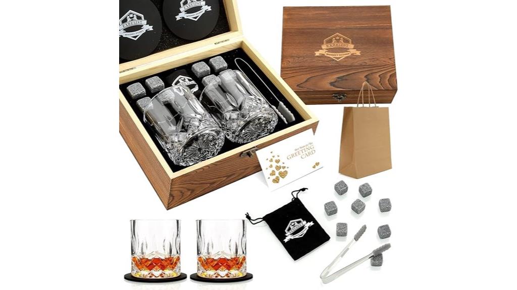 whiskey stones and glasses