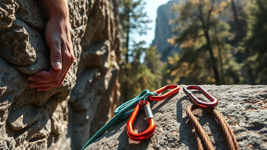 climbing holds and belaying