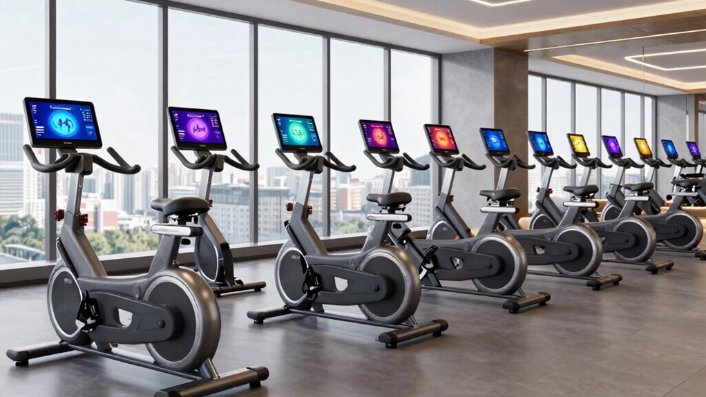 top screen equipped exercise bikes